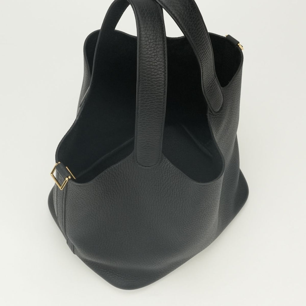 Hermes Picotin Lock MM Tote Taurillon Clemence Noir Black Gold — view 8