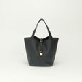 Hermes Picotin Lock MM Tote Taurillon Clemence Noir Black Gold