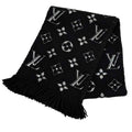 Louis Vuitton Logomania Scarf Shine Wool Silk Blend Black Silver
