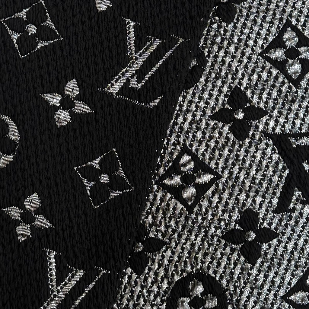 Louis Vuitton Logomania Scarf Shine Wool Silk Blend Black Silver — view 5
