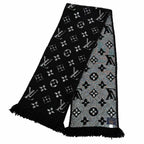 Louis Vuitton Logomania Scarf Shine Wool Silk Blend Black Silver — view 4