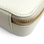 Prada Triangle Logo Saffiano Leather Chain Shoulder Mini Pouch White Gold — view 8