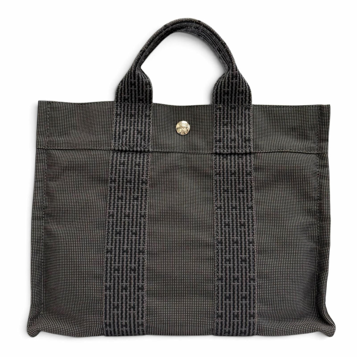 Hermes Herline Tote PM Silver Sellier Buttons Canvas Gray — view 2
