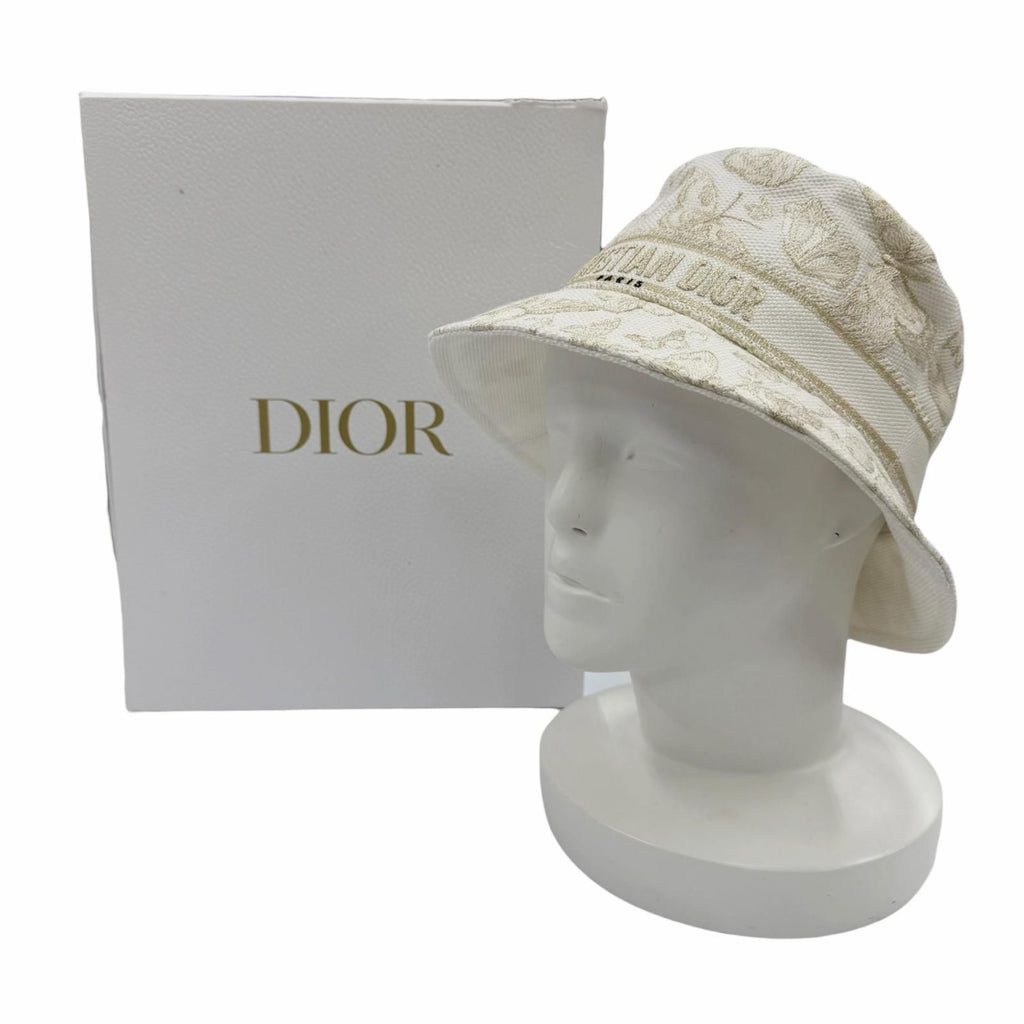 Dior Toile de Jouy Embroidered Bucket Hat White 57 — view 2
