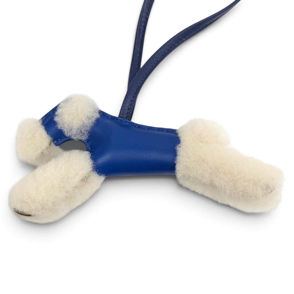 Hermes Buddy Charm Agneau Milo Blue France Boursafeel White Keychain