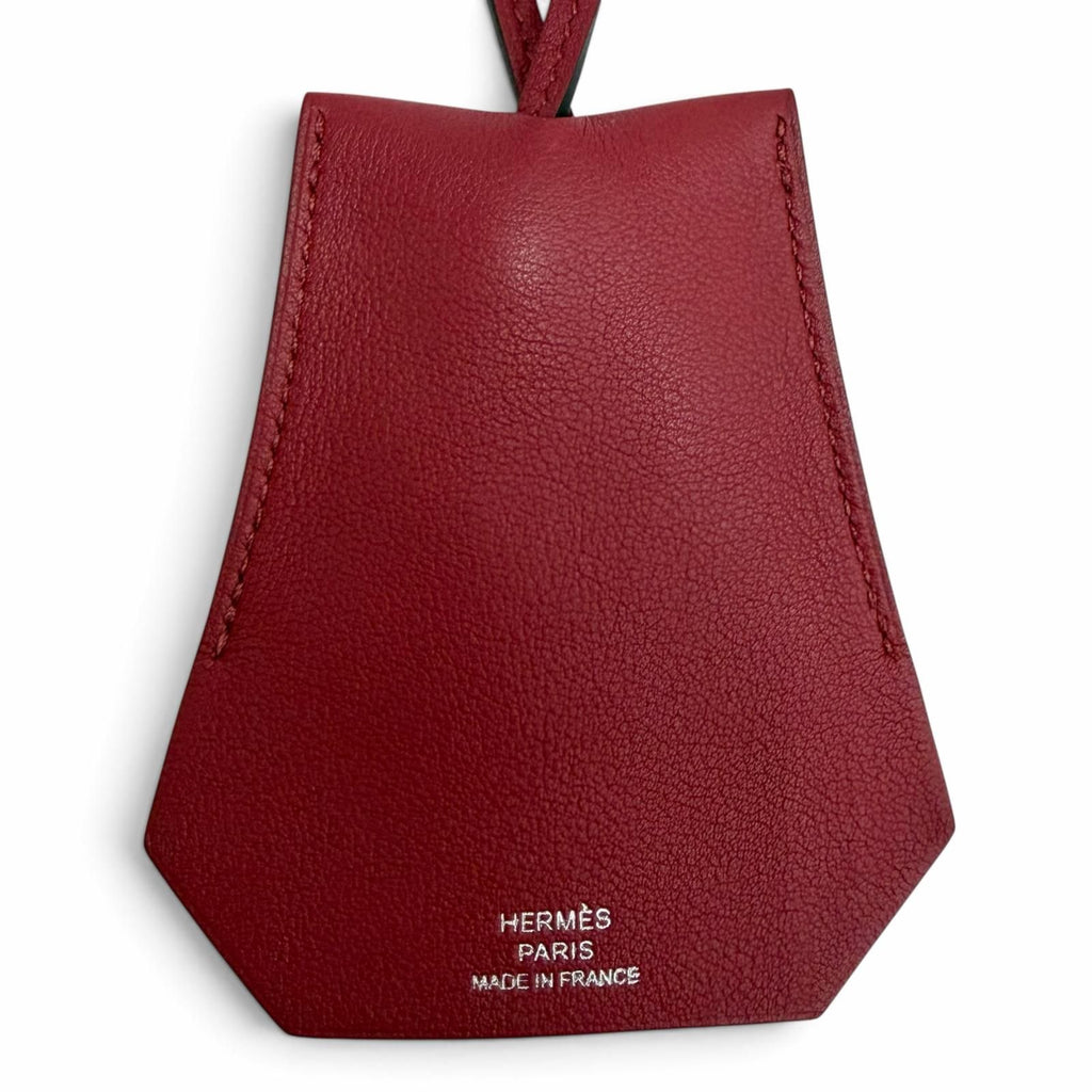 Hermes Leather Silver Clochette Pendant Bordeaux Necklace — view 3
