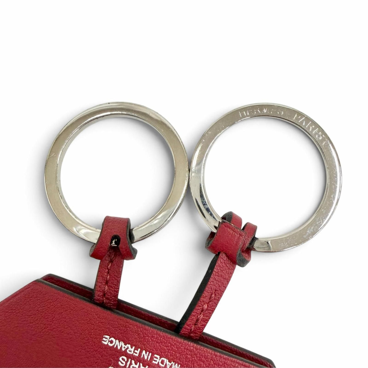 Hermes Leather Silver Clochette Pendant Bordeaux Necklace — view 7