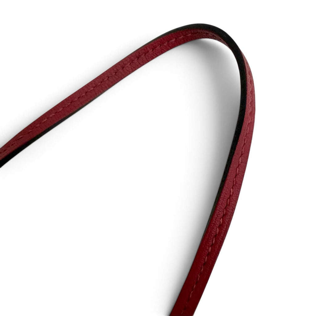 Hermes Leather Silver Clochette Pendant Bordeaux Necklace — view 6