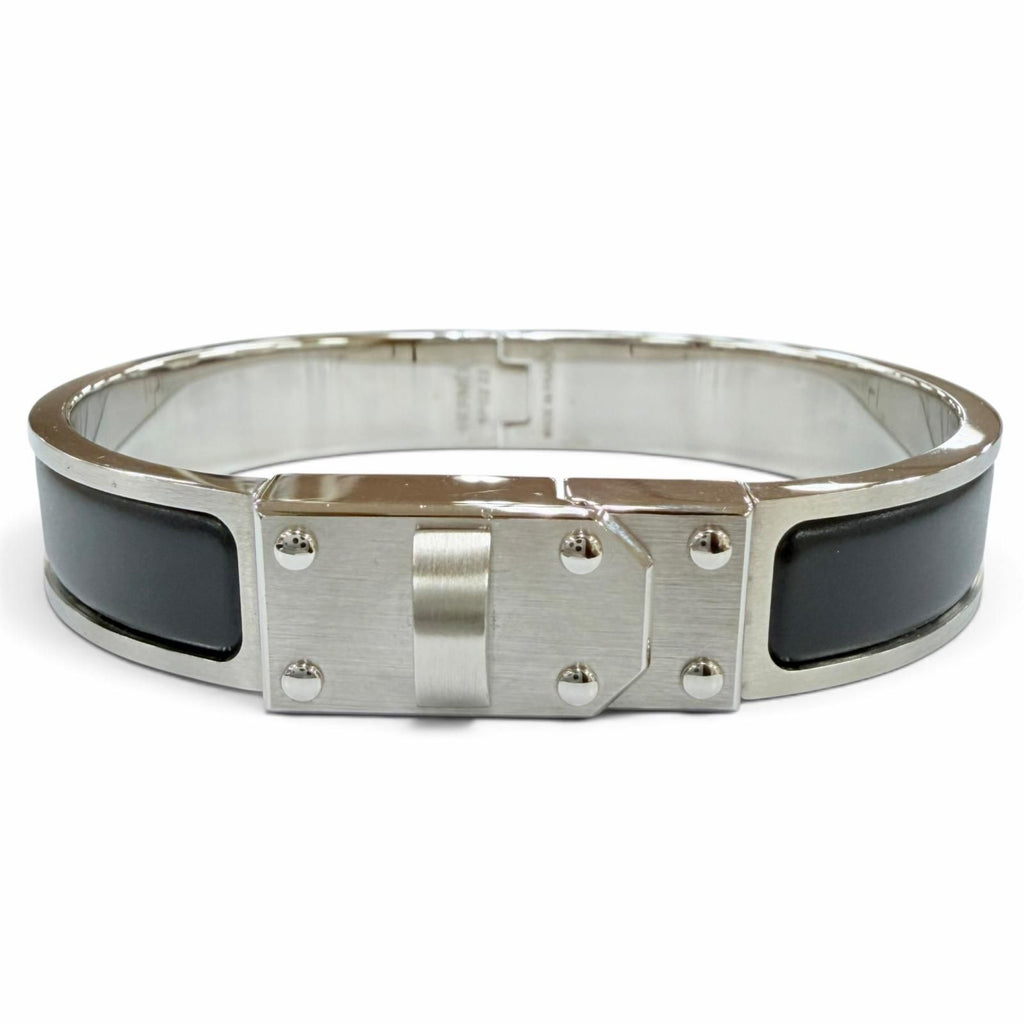 Hermes Kelly Bracelet Bangle Black Silver