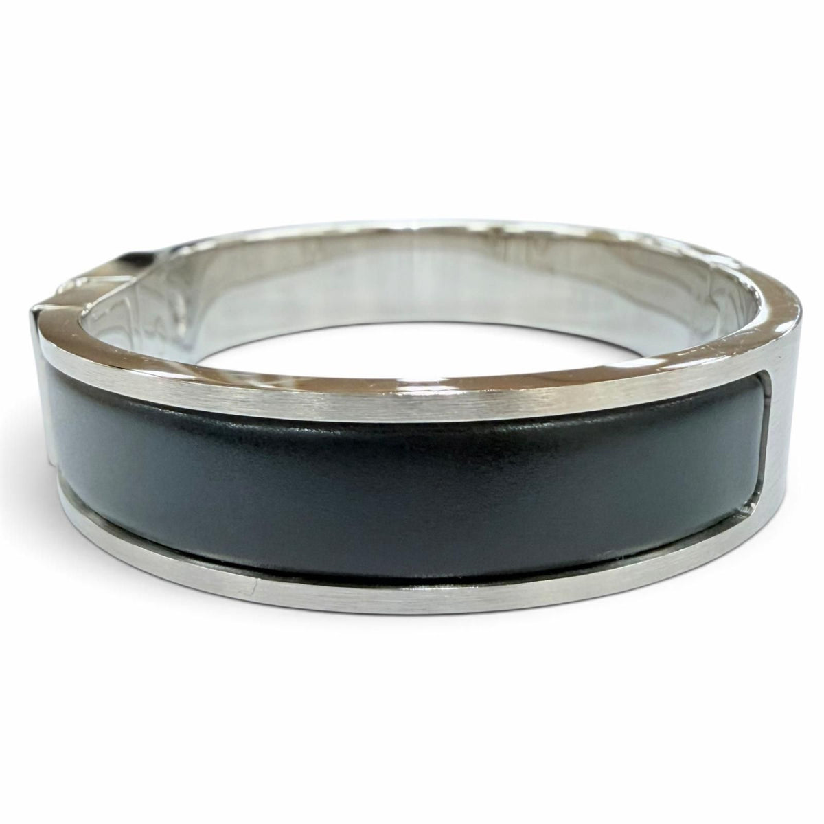 Hermes Kelly Bracelet Bangle Black Silver — view 2