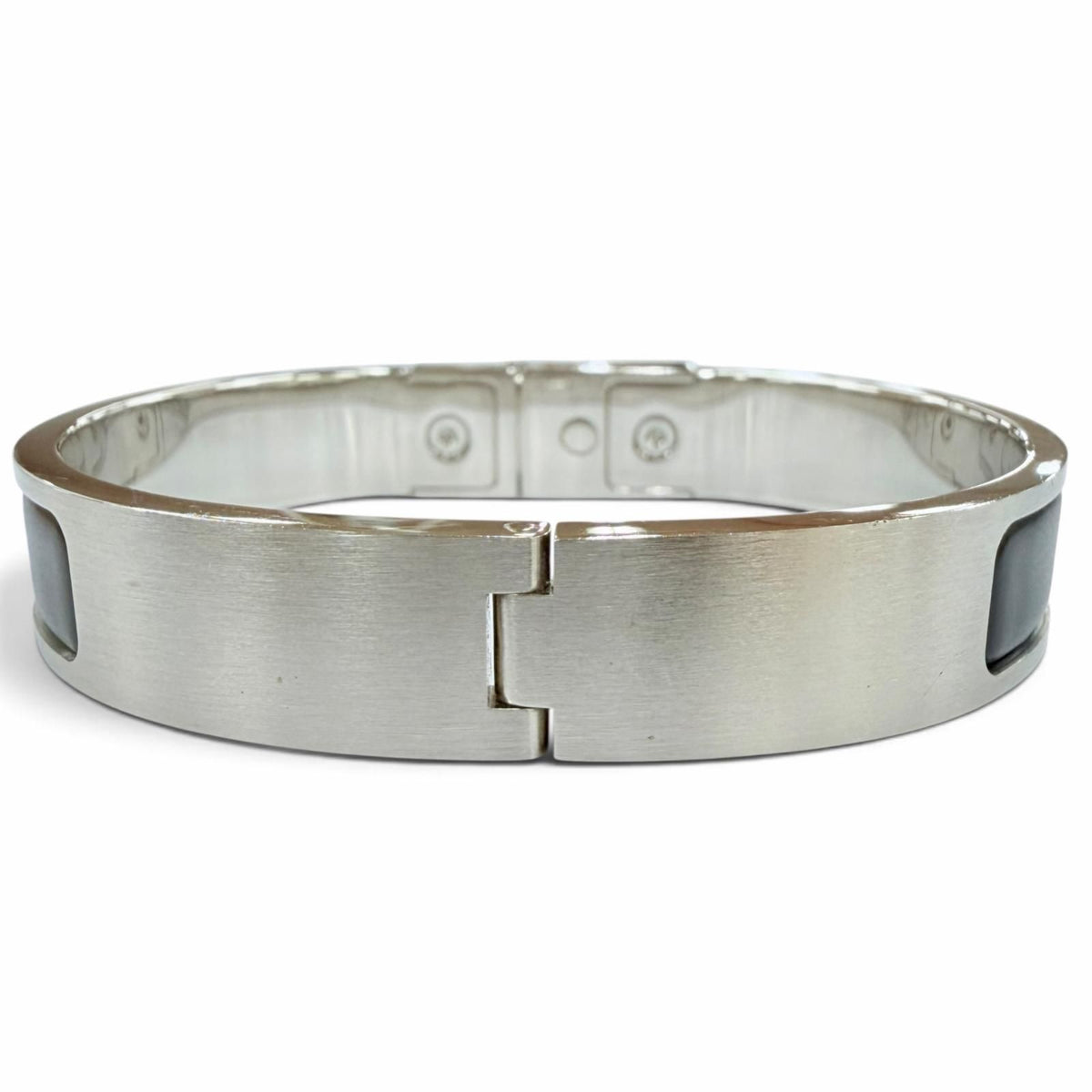Hermes Kelly Bracelet Bangle Black Silver — view 3
