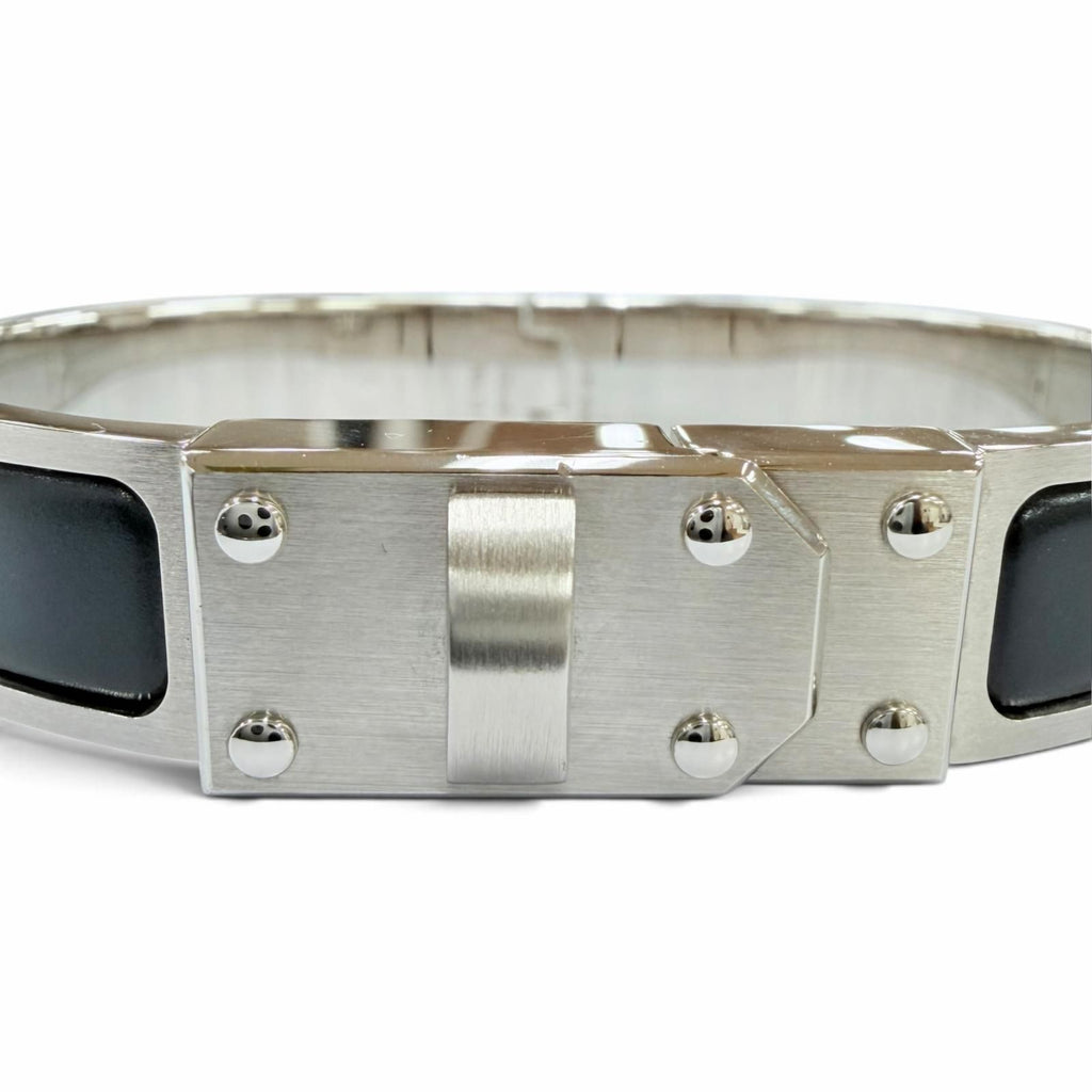 Hermes Kelly Bracelet Bangle Black Silver — view 6