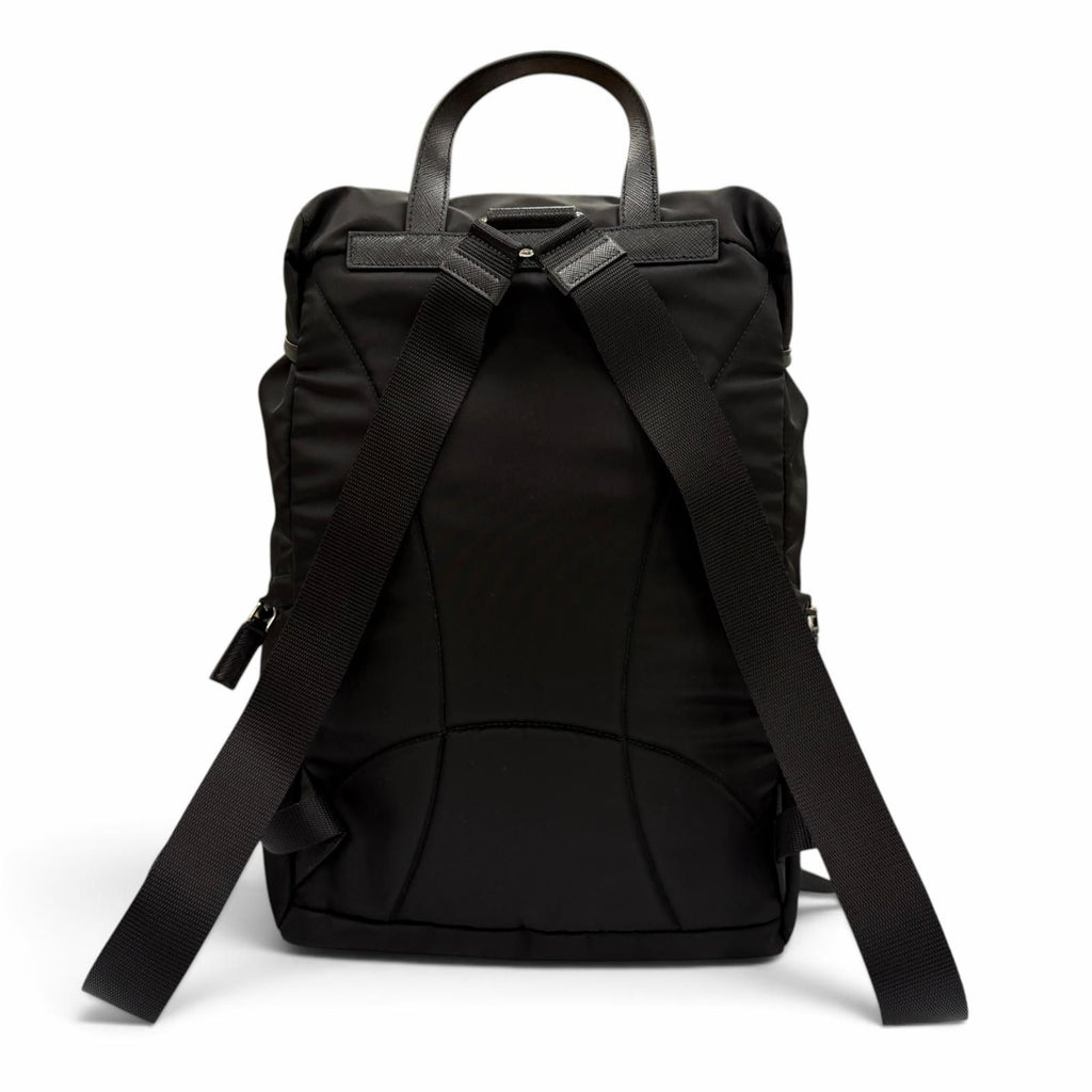 Prada Nylon Leather Backpack Black — view 4