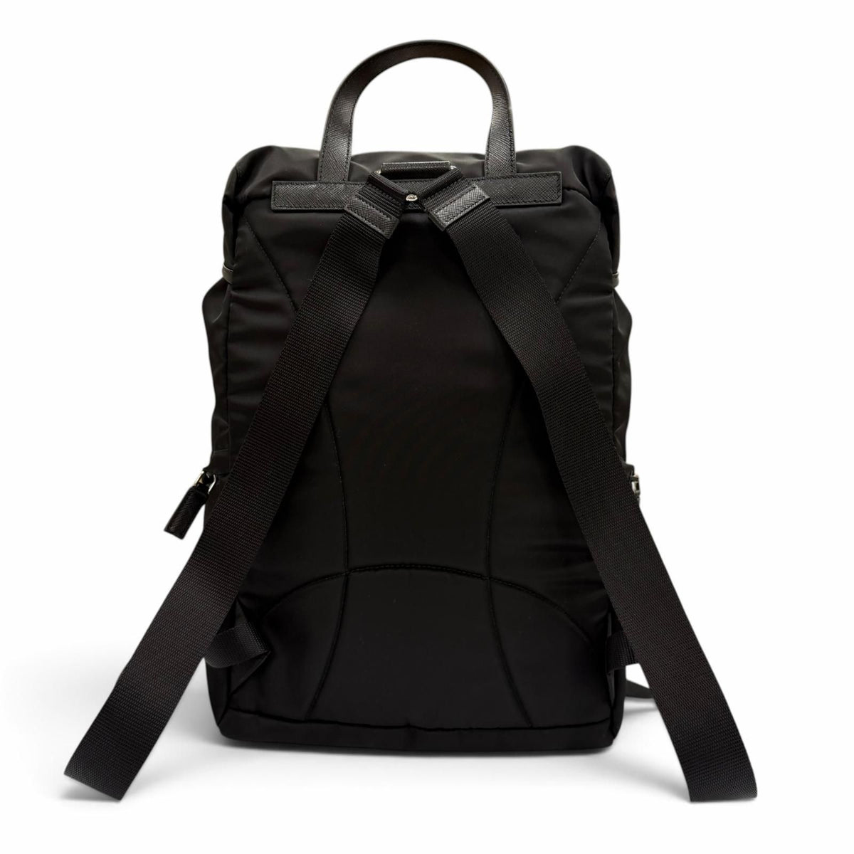 Prada Nylon Leather Backpack Black — view 4
