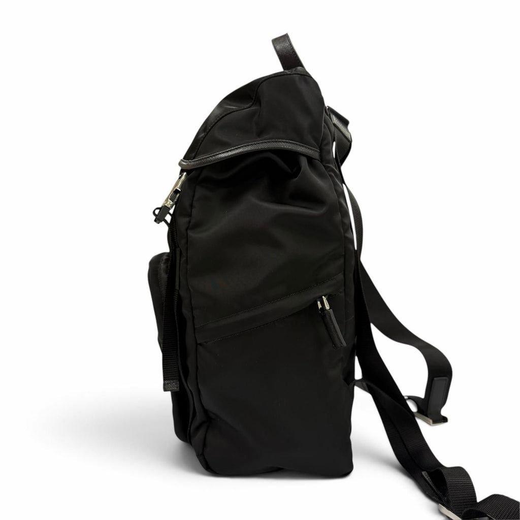 Prada Nylon Leather Backpack Black — view 5