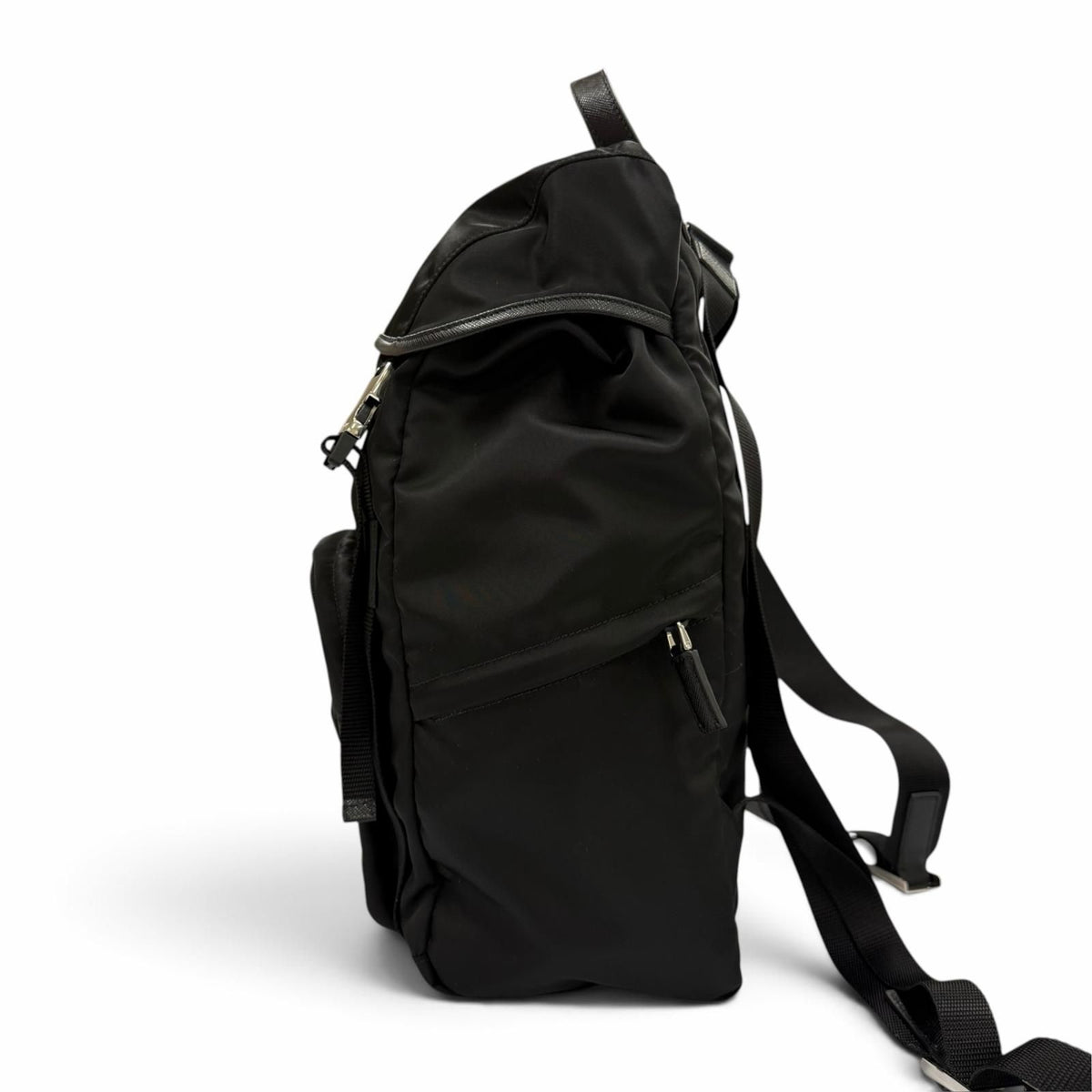 Prada Nylon Leather Backpack Black — view 5