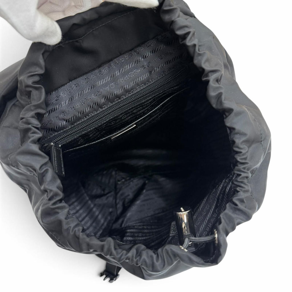 Prada Nylon Leather Backpack Black — view 8