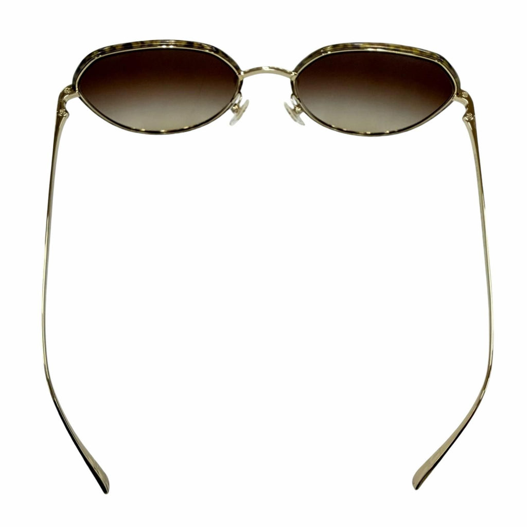 Chanel CC Logo Sunglasses Gold Brown Gradient 55 19 Demo Lens Eyewear — view 7