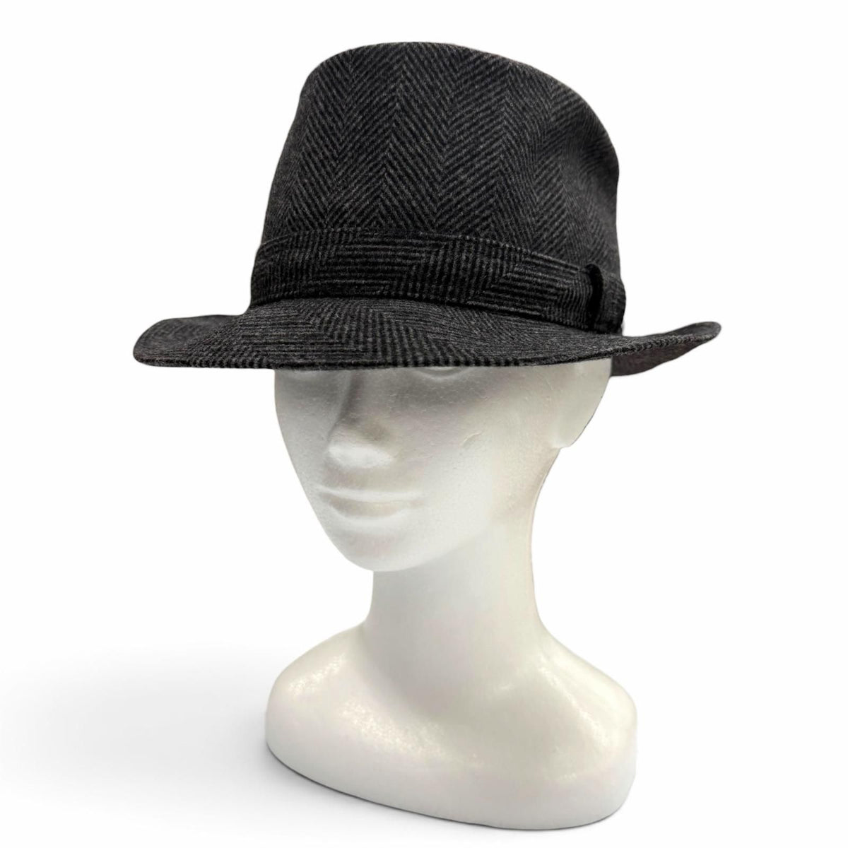 Hermes Wool Cashmere Herringbone Pattern H Logo Embroidery Folded Hat Gray 59