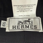 Hermes Wool Cashmere Herringbone Pattern H Logo Embroidery Folded Hat Gray 59 — view 8