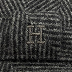 Hermes Wool Cashmere Herringbone Pattern H Logo Embroidery Folded Hat Gray 59 — view 7