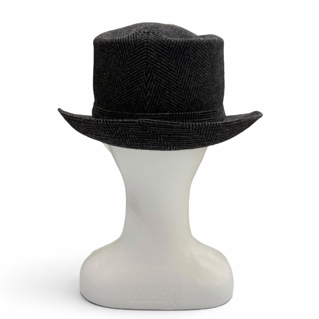 Hermes Wool Cashmere Herringbone Pattern H Logo Embroidery Folded Hat Gray 59 — view 4