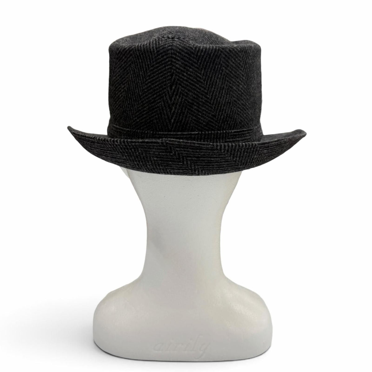 Hermes Wool Cashmere Herringbone Pattern H Logo Embroidery Folded Hat Gray 59 — view 4