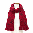 Louis Vuitton Logomania Scarf Wool Silk Ruby Monogram Fringe — view 2