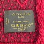 Louis Vuitton Logomania Scarf Wool Silk Ruby Monogram Fringe — view 6