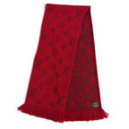 Louis Vuitton Logomania Scarf Wool Silk Ruby Monogram Fringe — view 3