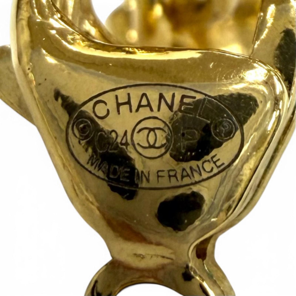 Chanel CC Logo Quilted Rhinestone Necklace Gold French — view 7