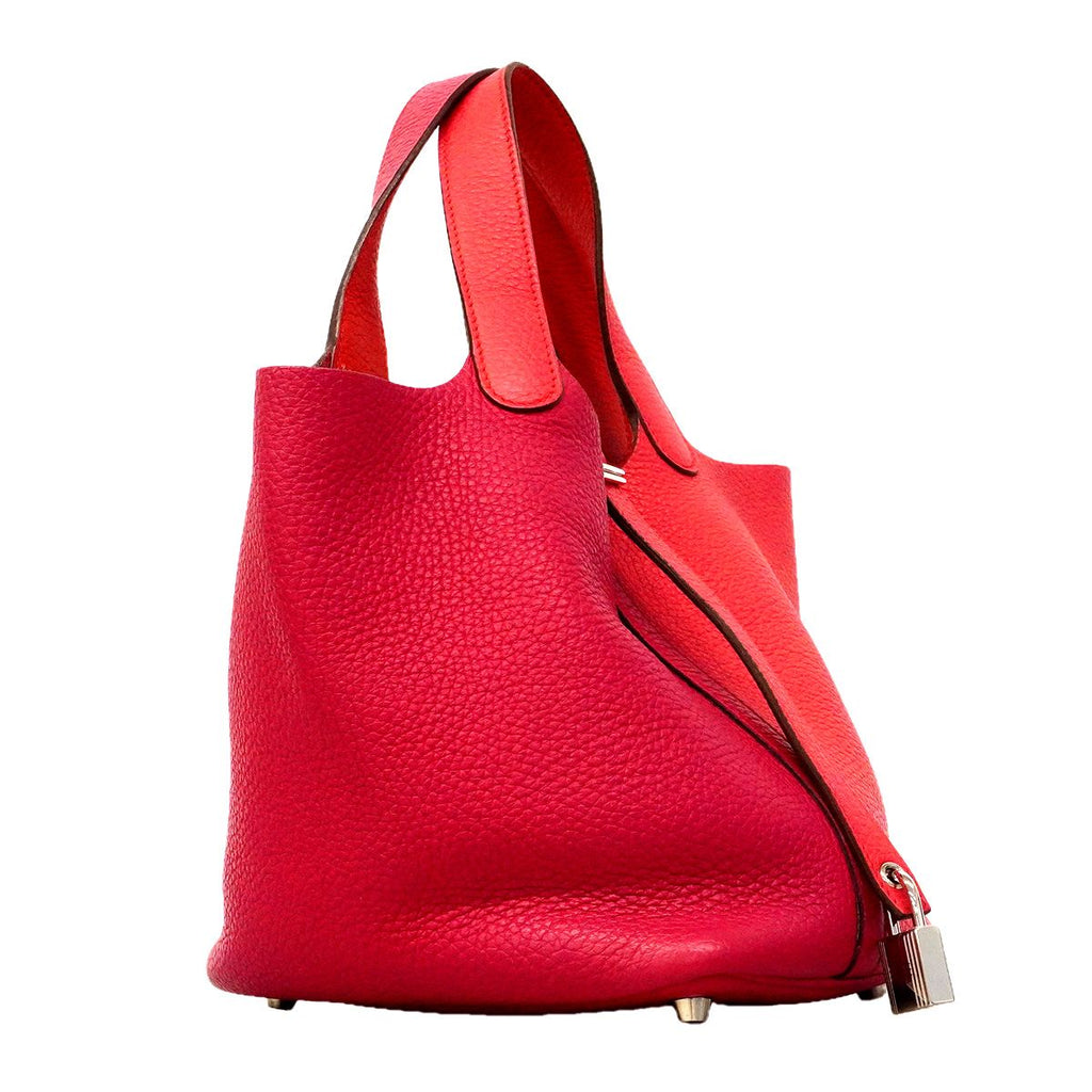 Hermes Handbag Picotin Lock PM Casaque Taurillon Clemence Rose Mexico Rouge — view 2