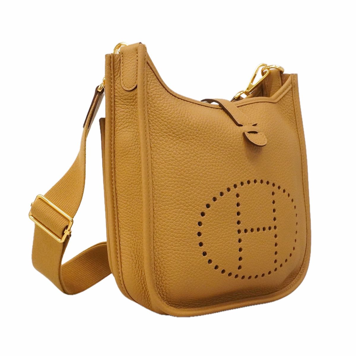 Hermes Shoulder Bag Evelyne 23 Taurillon Clemence Sesame Gold — view 2