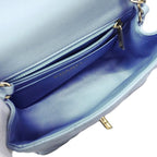 Chanel Shoulder Bag Mini Quilted Lambskin Light Blue Champagne Gold — view 4