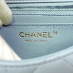 Chanel Shoulder Bag Mini Quilted Lambskin Light Blue Champagne Gold — view 5