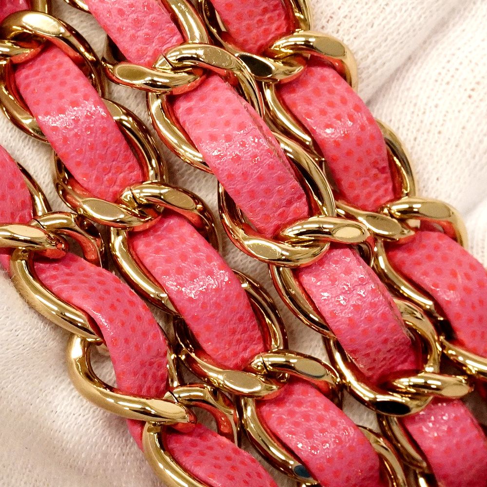 Chanel Shoulder Bag Quilted Caviar Leather Pink Gold — view 8