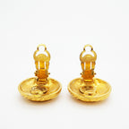 Chanel Earrings Vintage CC Logo Round Circle Gold Plated — view 6