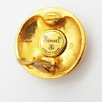 Chanel Earrings Vintage CC Logo Round Circle Gold Plated — view 4