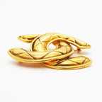 Chanel Brooch Vintage CC Logo Quilted Gold Plated — view 3