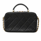 Chanel Vanity Bag Quilted Lambskin Black Gold 2-Way Bag — view 8
