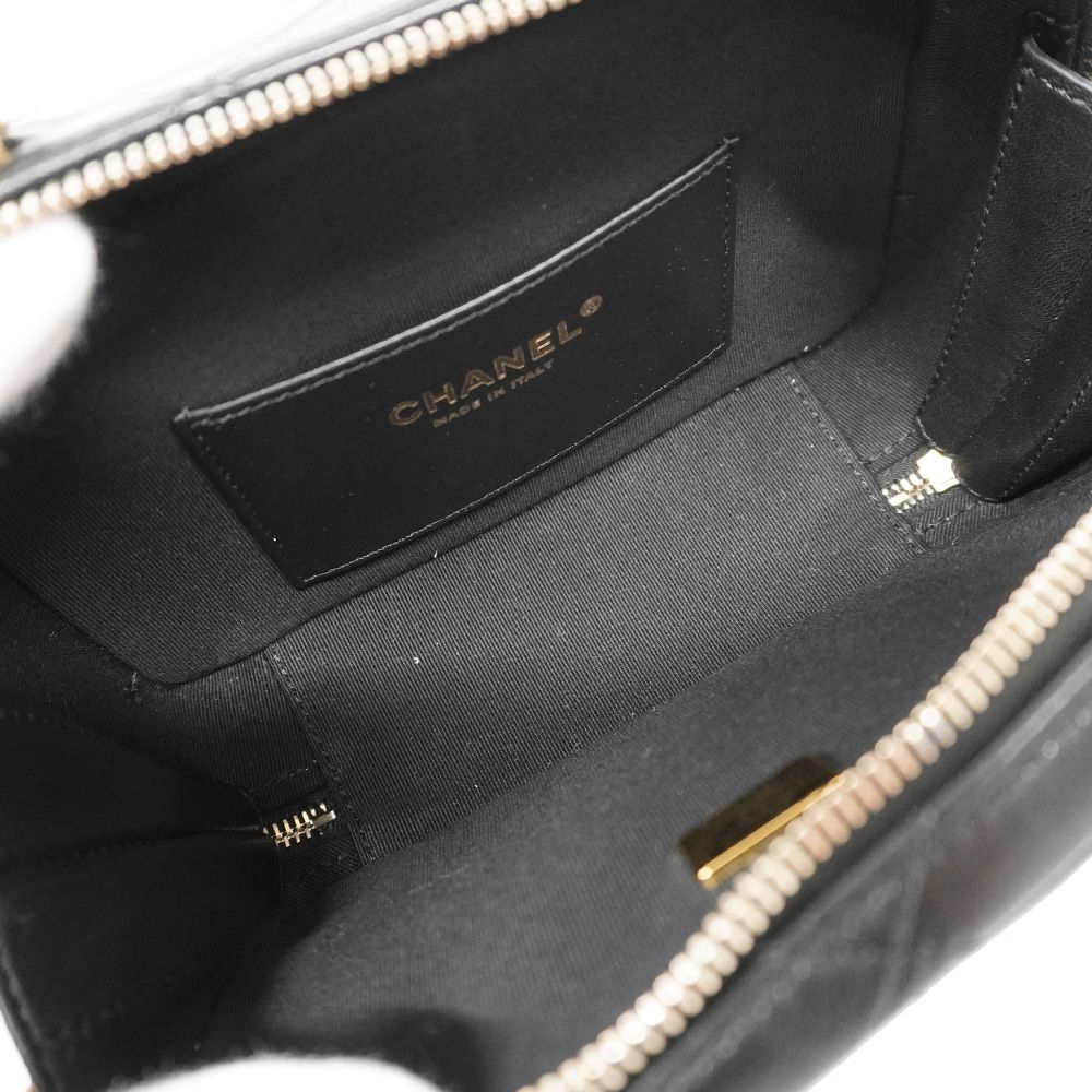 Chanel Vanity Bag Quilted Lambskin Black Gold 2-Way Bag — view 4