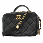 Chanel Vanity Bag Quilted Lambskin Black Gold 2-Way Bag