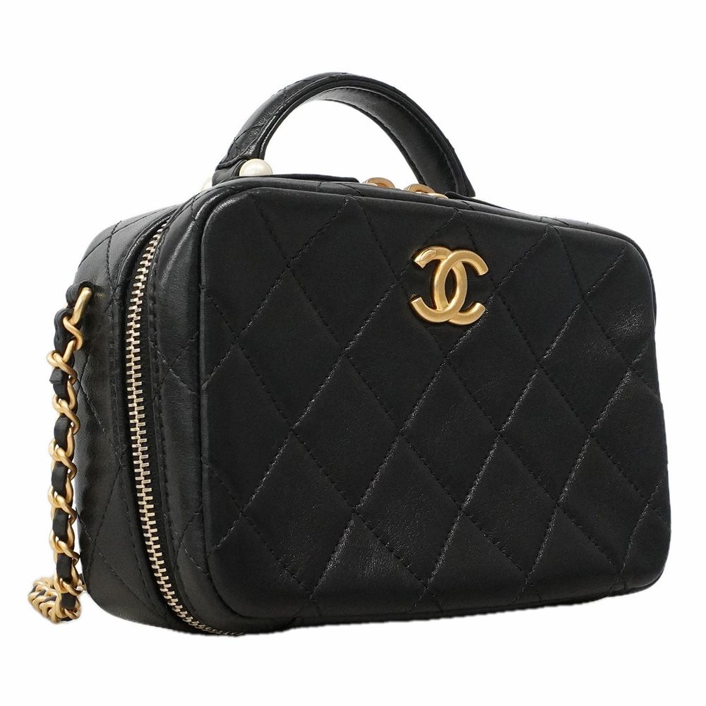 Chanel Vanity Bag Quilted Lambskin Black Gold 2-Way Bag — view 2