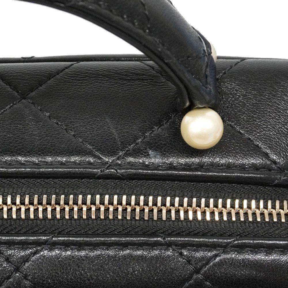 Chanel Vanity Bag Quilted Lambskin Black Gold 2-Way Bag — view 7