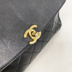 Chanel Handbag Quilted Leather Black Gold 2-Way Bag — view 8
