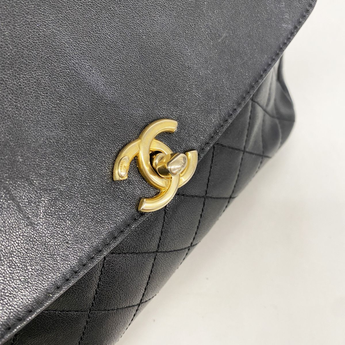 Chanel Handbag Quilted Leather Black Gold 2-Way Bag — view 8