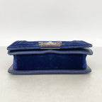 Chanel Shoulder Bag Boy Suede Navy Silver — view 3