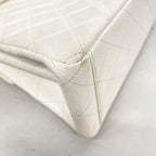 Chanel Shoulder Bag Quilted Caviar Leather White Gold — view 6