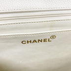 Chanel Shoulder Bag Quilted Caviar Leather White Gold — view 5