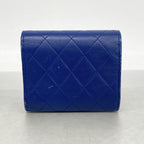 Chanel Trifold Wallet Quilted Lambskin Blue Silver — view 8